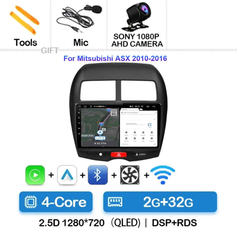 Android 14 Car Radio For Mitsubishi ASX 1 2010-2016 2016 - 2022 Navigation GPS Multimedia Player ...
