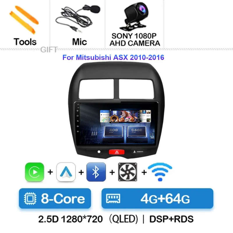Android 14 Car Radio For Mitsubishi ASX 1 2010-2016 2016 - 2022 Navigation GPS Multimedia Player ...