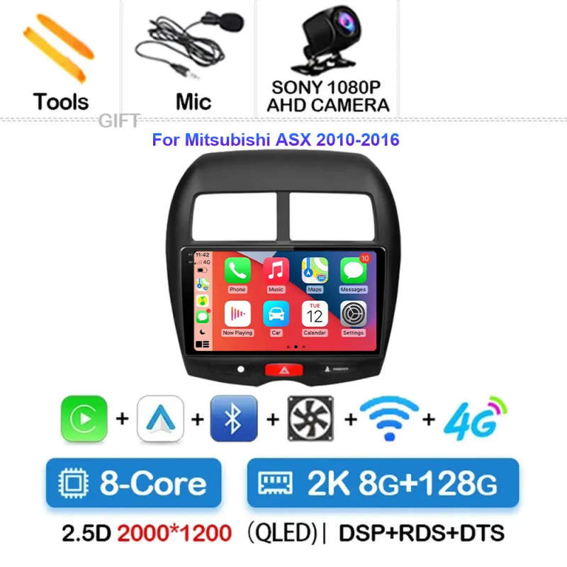 Android 14 Car Radio For Mitsubishi ASX 1 2010-2016 2016 - 2022 Navigation GPS Multimedia Player ...