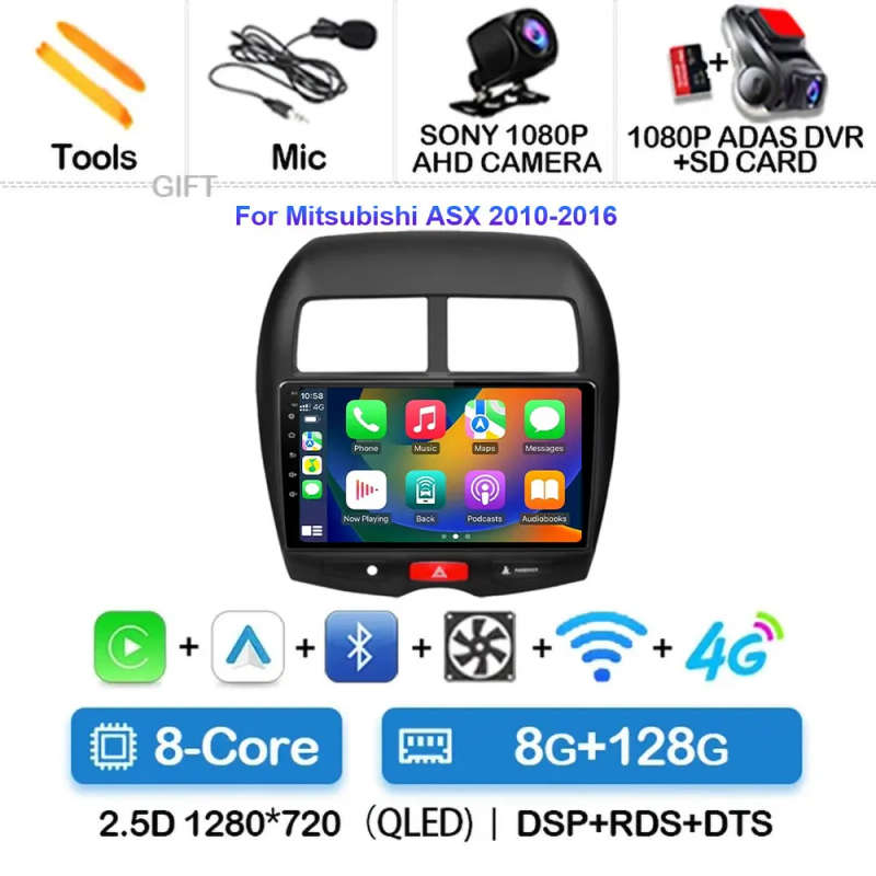 Android 14 Car Radio For Mitsubishi ASX 1 2010-2016 2016 - 2022 Navigation GPS Multimedia Player ...