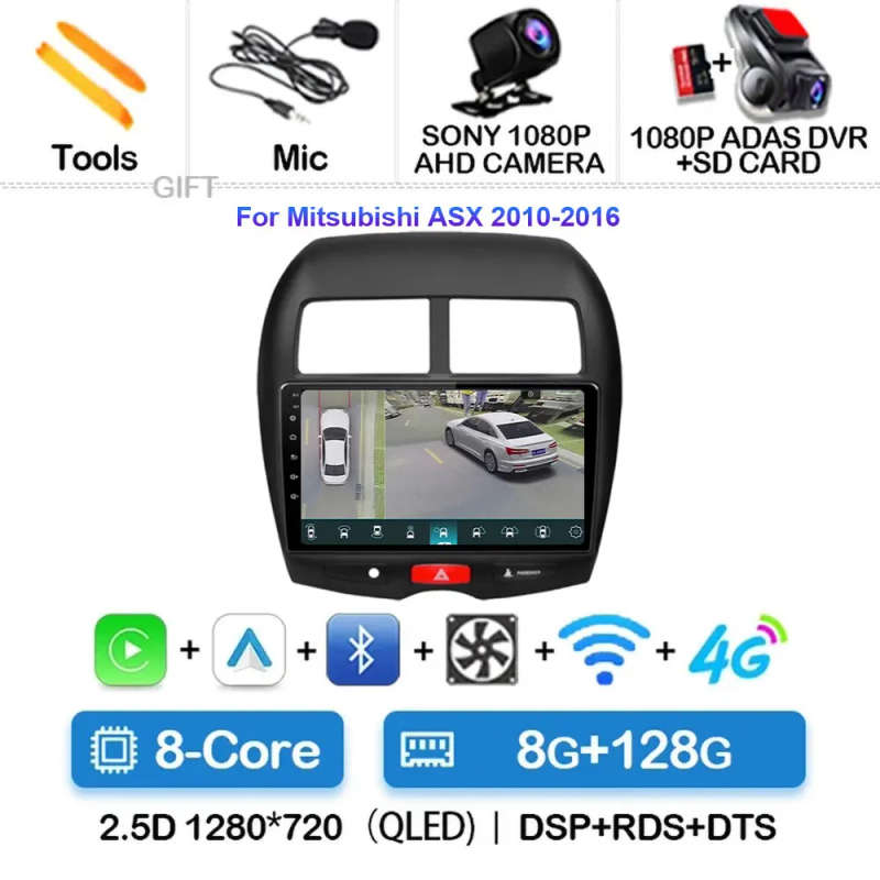 Android 14 Car Radio For Mitsubishi ASX 1 2010-2016 2016 - 2022 Navigation GPS Multimedia Player ...
