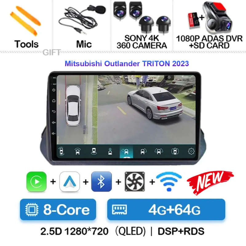 Android 14 Car Radio For Mitsubishi Outlander TRITON 2023 Multimedia Video Player Navigation GPS ...