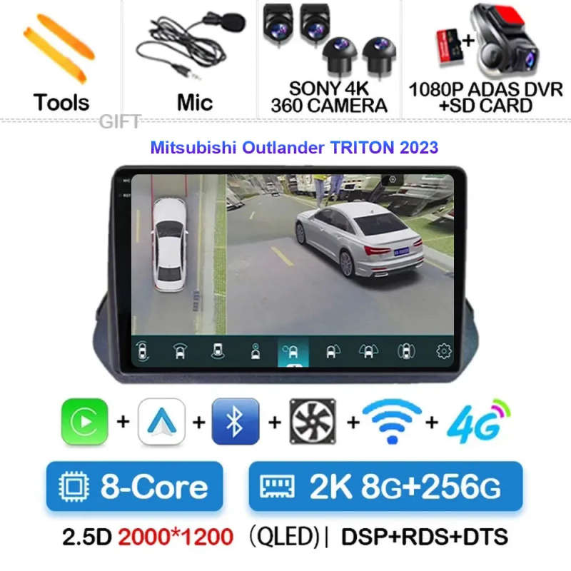 Android 14 Car Radio For Mitsubishi Outlander TRITON 2023 Multimedia Video Player Navigation GPS ...