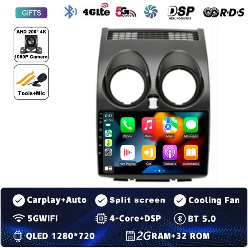Android 14 Car Radio For Nissan Qashqai 1 J10 2005 - 2015 Multimedia Stereo Video Player Navigati...