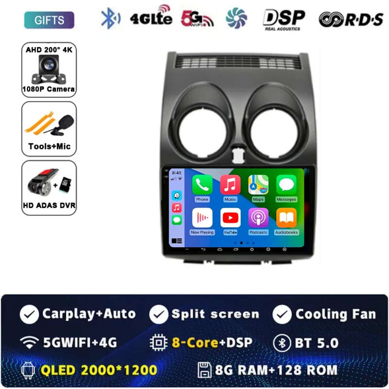 Android 14 Car Radio For Nissan Qashqai 1 J10 2005 - 2015 Multimedia Stereo Video Player Navigati...