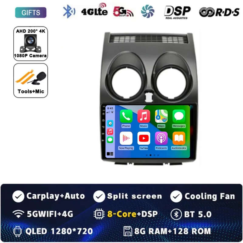 Android 14 Car Radio For Nissan Qashqai 1 J10 2005 - 2015 Multimedia Stereo Video Player Navigati...