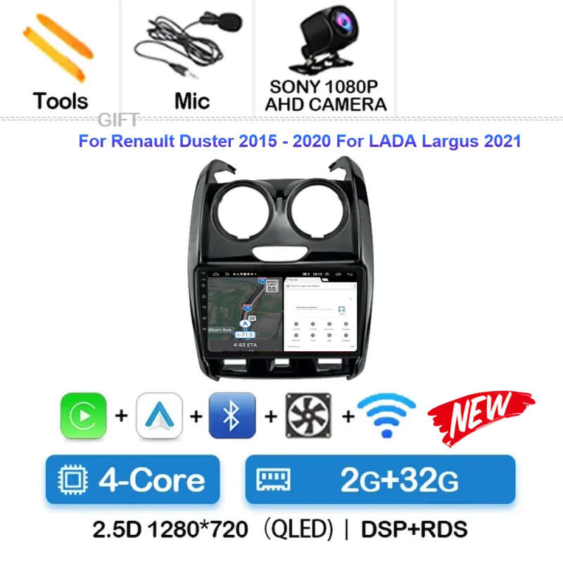 Android 14 Car Radio For Renault Duster 2014 2015 2016 2017 -2020 Navigation GPS Multimedia Playe...