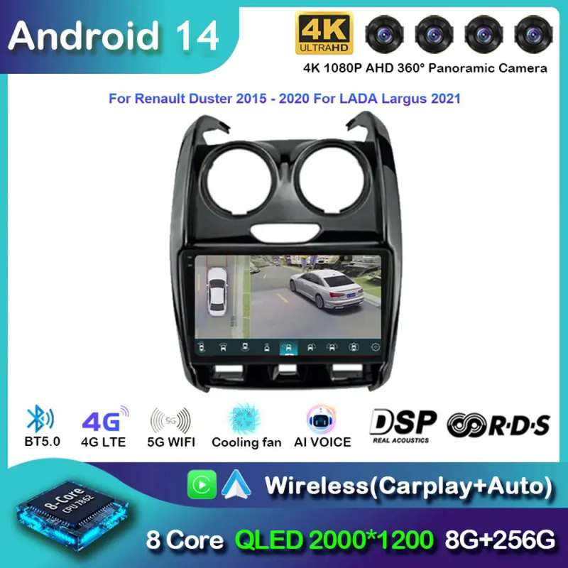 Android 14 Car Radio For Renault Duster 2014 2015 2016 2017 -2020 Navigation GPS Multimedia Playe...