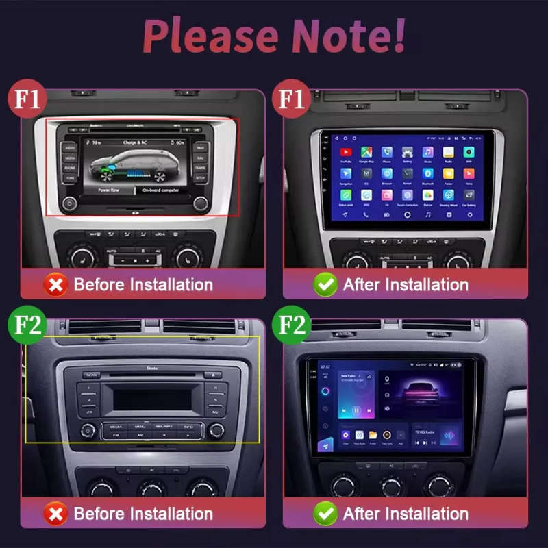 Android 14 Car Radio For Skoda Octavia A5 2 2008 - 2013 Wireless Carplay Android Auto Car Multime...