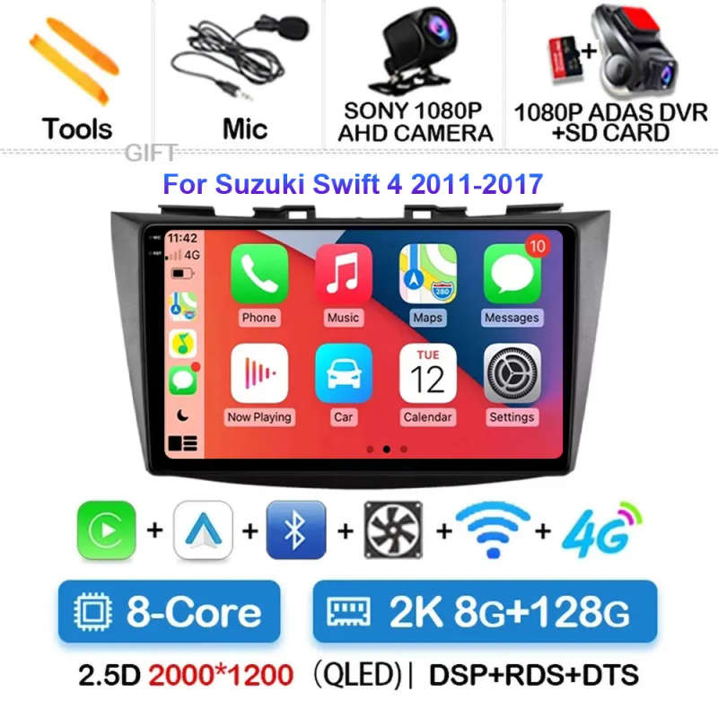 Android 14 Car Radio For Suzuki Swift 4 2011-2017 Wireless Carplay Auto Radio Multimedia Player 4...