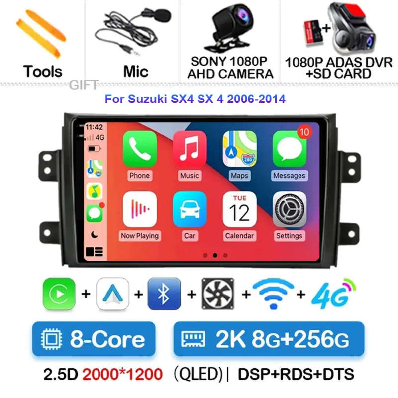 Android 14 Car Radio For Suzuki Swift 4 2011 - 2017 Wireless Carplay Auto Radio Multimedia Player...