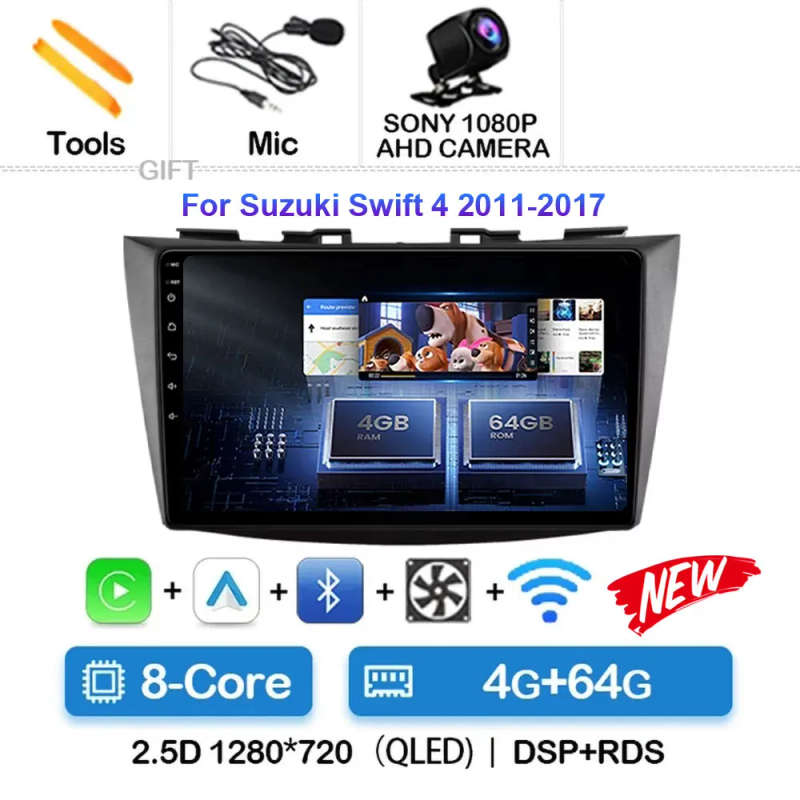 Android 14 Car Radio For Suzuki Swift 4 2011-2017 Wireless Carplay Auto Radio Multimedia Player 4...