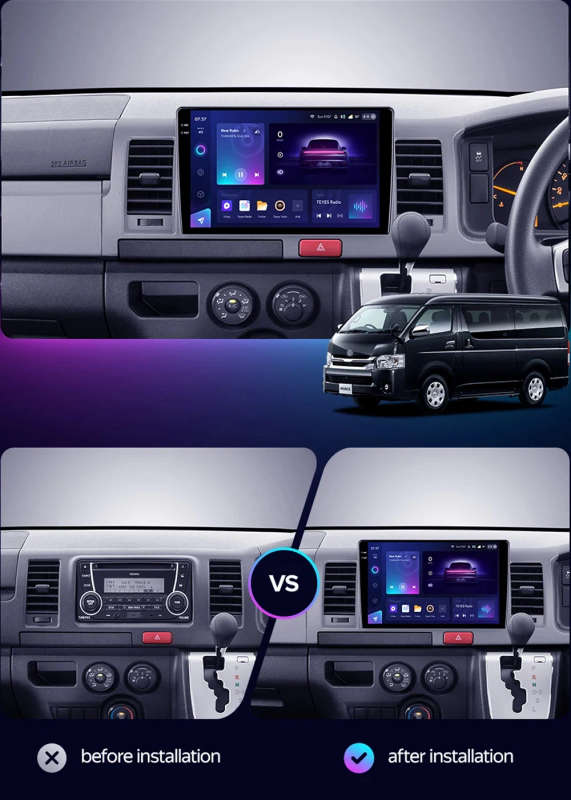 Android 14 Car Radio For Toyota Hiace H200 2010 - 2018 Carplay Navigation GPS Android Auto Miltim...