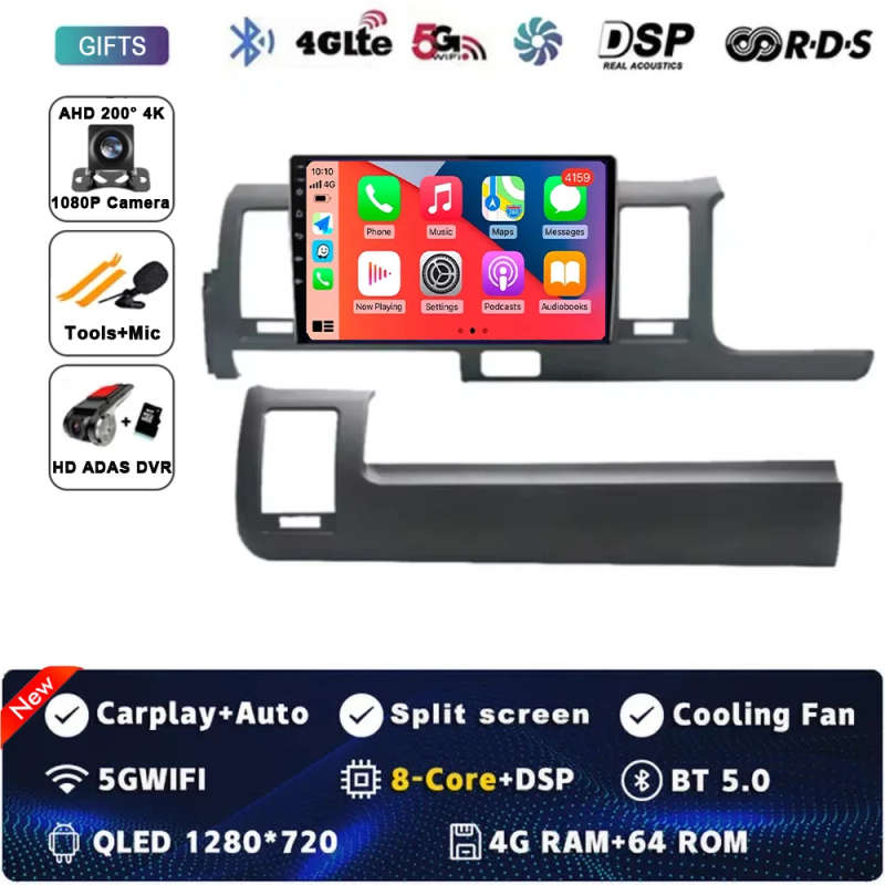 Android 14 Car Radio For Toyota Hiace H200 2010 - 2018 Carplay Navigation GPS Android Auto Miltim...