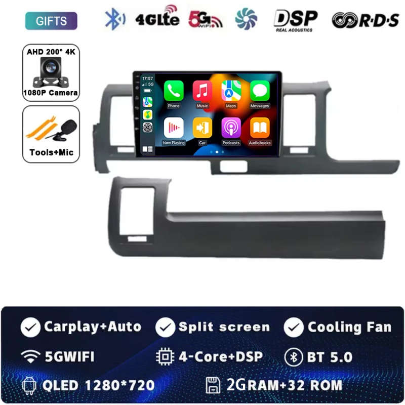 Android 14 Car Radio For Toyota Hiace H200 2010 - 2018 Carplay Navigation GPS Android Auto Miltim...