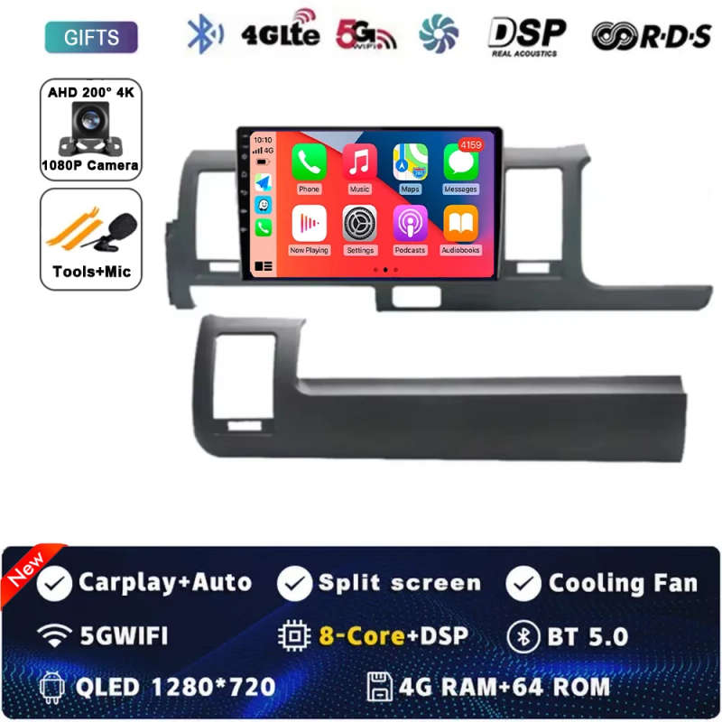 Android 14 Car Radio For Toyota Hiace H200 2010 - 2018 Carplay Navigation GPS Android Auto Miltim...