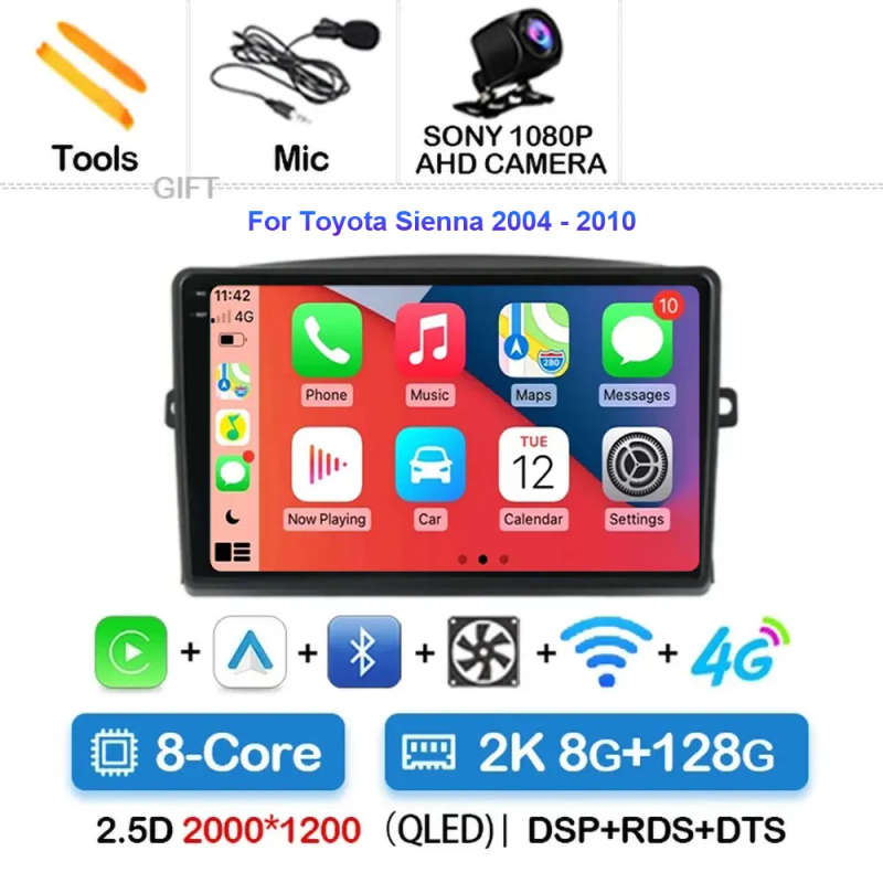 Android 14 Car Radio For Toyota Sienna 2004 - 2010 Navigation GPS Multimedia Video Player Stereo ...