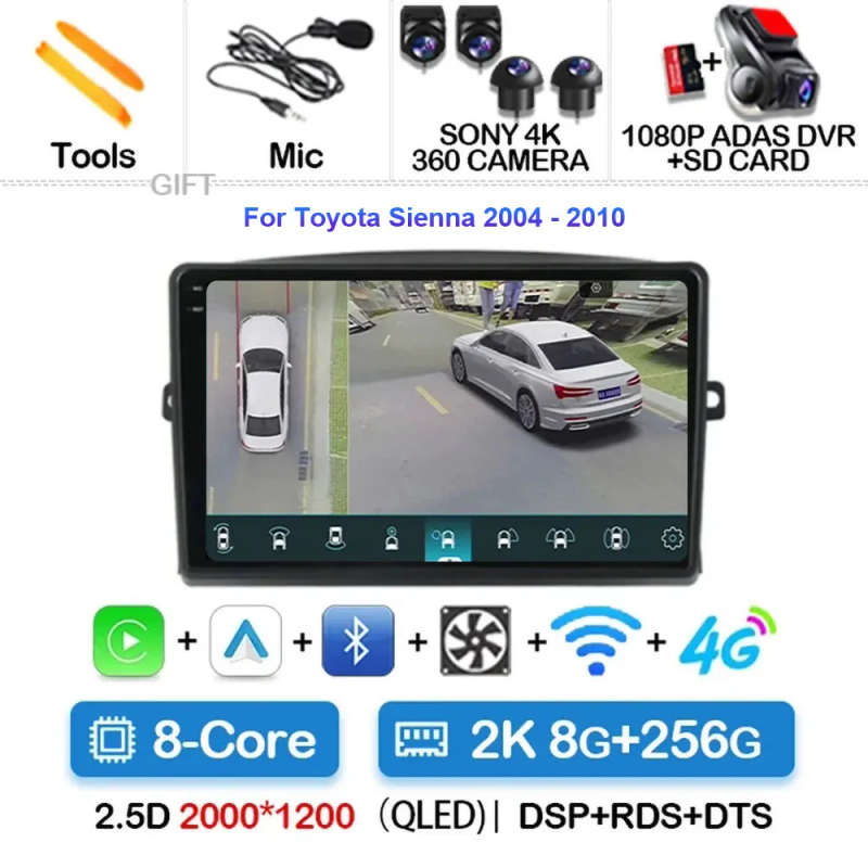 Android 14 Car Radio For Toyota Sienna 2004 - 2010 Navigation GPS Multimedia Video Player Stereo ...