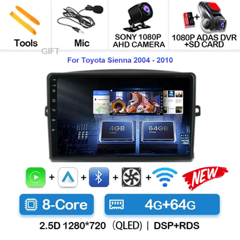 Android 14 Car Radio For Toyota Sienna 2004 - 2010 Navigation GPS Multimedia Video Player Stereo ...
