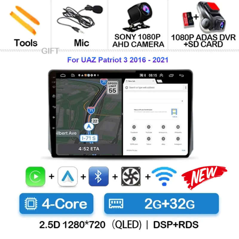 Android 14 Car Radio For UAZ Patriot 3 2016 - 2021 Navigation GPS Multimedia Player Stereo wifi+4...