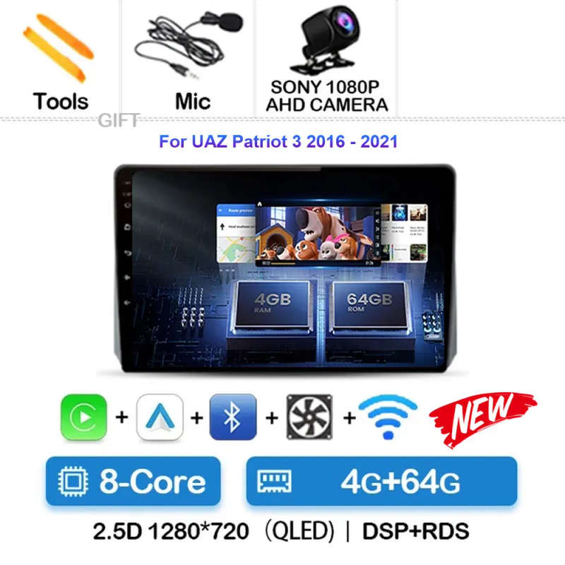 Android 14 Car Radio For UAZ Patriot 3 2016 - 2021 Navigation GPS Multimedia Player Stereo wifi+4...