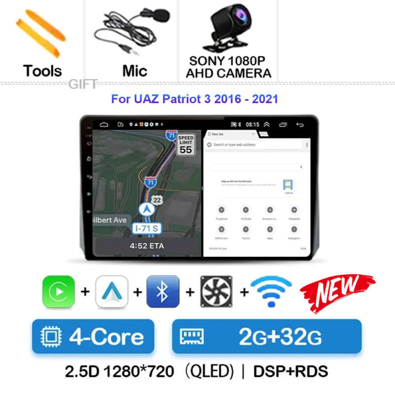 Android 14 Car Radio For UAZ Patriot 3 2016 - 2021 Navigation GPS Multimedia Player Stereo wifi+4...