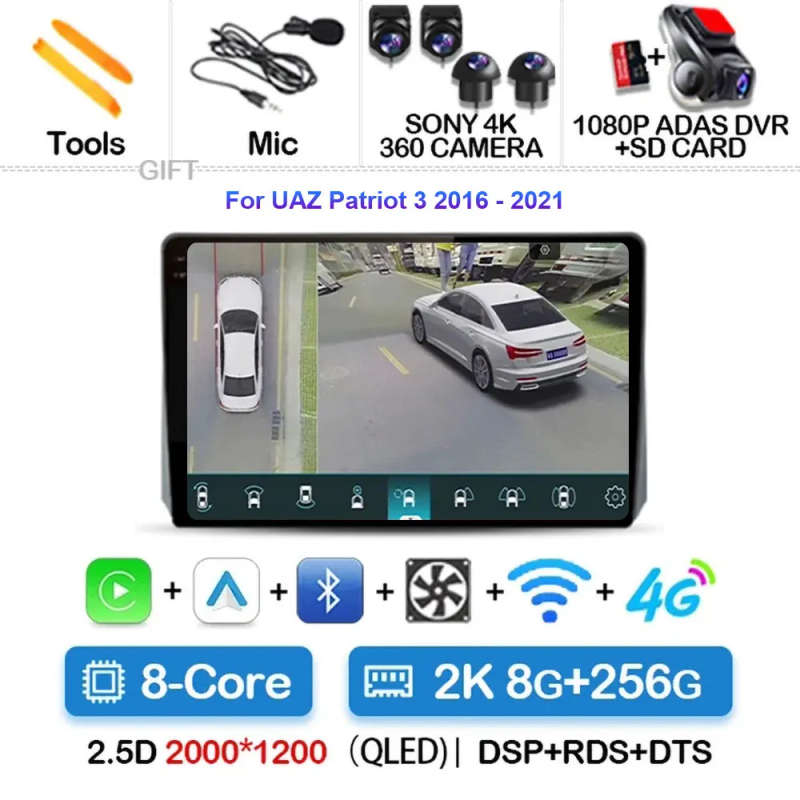 Android 14 Car Radio For UAZ Patriot 3 2016 - 2021 Navigation GPS Multimedia Player Stereo wifi+4...
