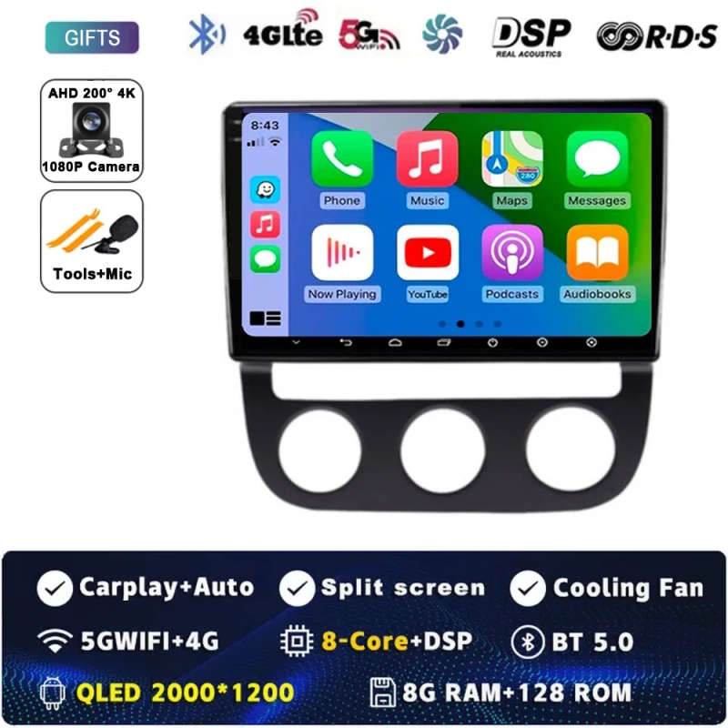 Android 14 Car Radio For Volkswagen Jetta 5 2005 2006 2007 - 2010 Navigation GPS Multimedia Playe...