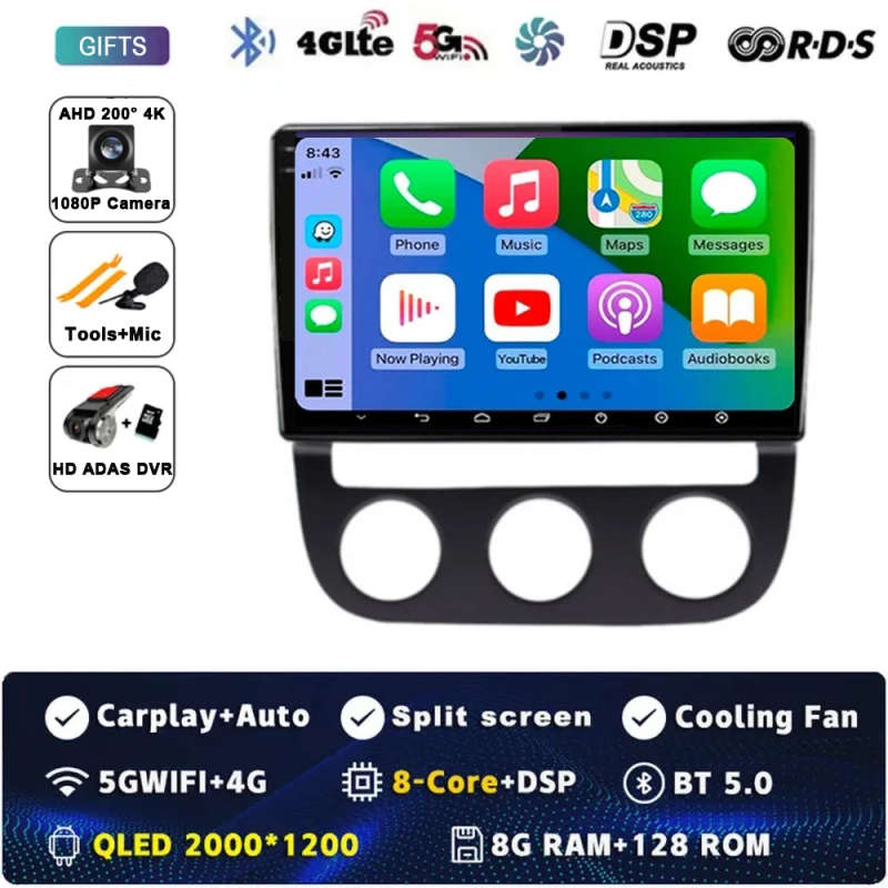 Android 14 Car Radio For Volkswagen Jetta 5 2005 2006 2007 - 2010 Navigation GPS Multimedia Playe...