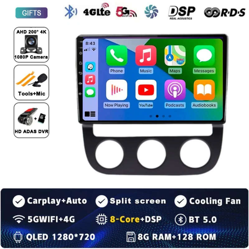Android 14 Car Radio For Volkswagen Jetta 5 2005 2006 2007 - 2010 Navigation GPS Multimedia Playe...