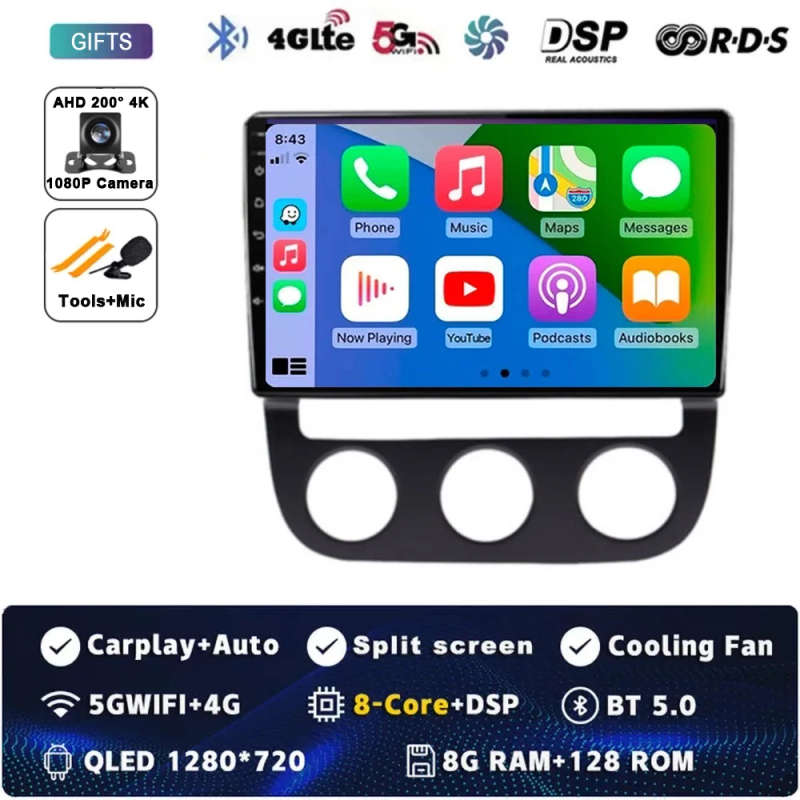 Android 14 Car Radio For Volkswagen Jetta 5 2005 2006 2007 - 2010 Navigation GPS Multimedia Playe...