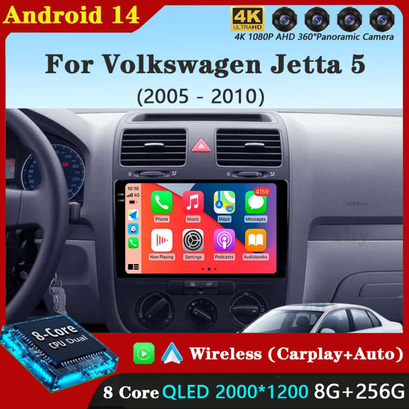 Android 14 Car Radio For Volkswagen Jetta 5 2005 2006 2007 - 2010 Navigation GPS Multimedia Playe...