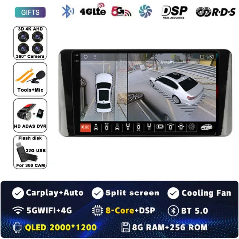 Android 14 Car Radio For Volkswagen Polo Mk6 VI 6 2020 - 2022 QLED Auto Multimedia Player Navigat...