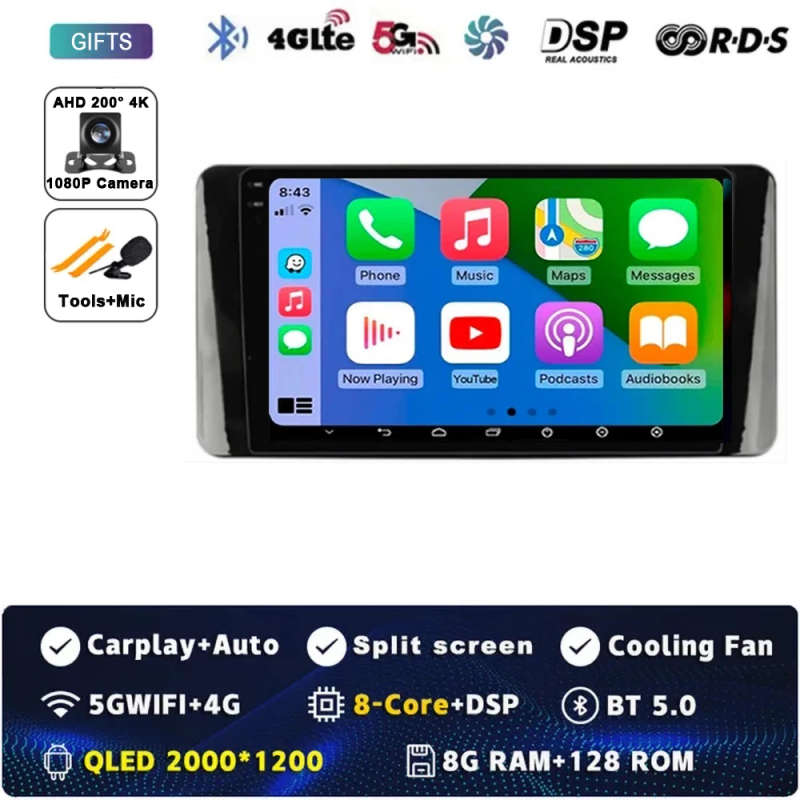 Android 14 Car Radio For Volkswagen Polo Mk6 VI 6 2020 - 2022 QLED Auto Multimedia Player Navigat...