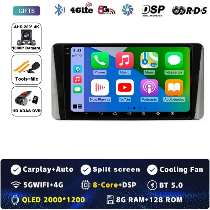 Android 14 Car Radio For Volkswagen Polo Mk6 VI 6 2020 - 2022 QLED Auto Multimedia Player Navigat...
