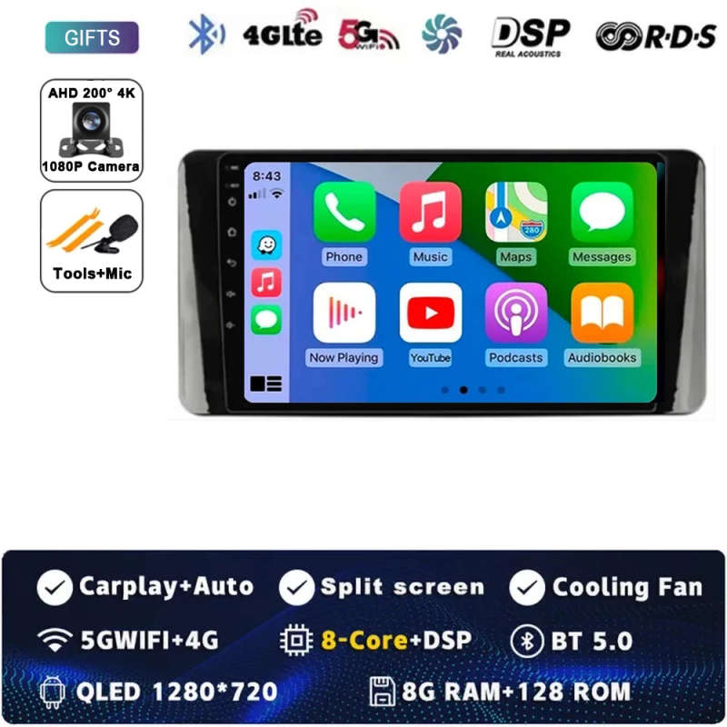Android 14 Car Radio For Volkswagen Polo Mk6 VI 6 2020 - 2022 QLED Auto Multimedia Player Navigat...