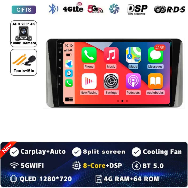 Android 14 Car Radio For Volkswagen Polo Mk6 VI 6 2020 - 2022 QLED Auto Multimedia Player Navigat...