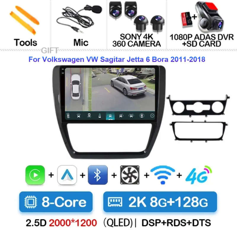 Android 14 Car Radio For Volkswagen VW Jetta 6 MK6 Wireless Carplay Auto Multimedia Player Car St...