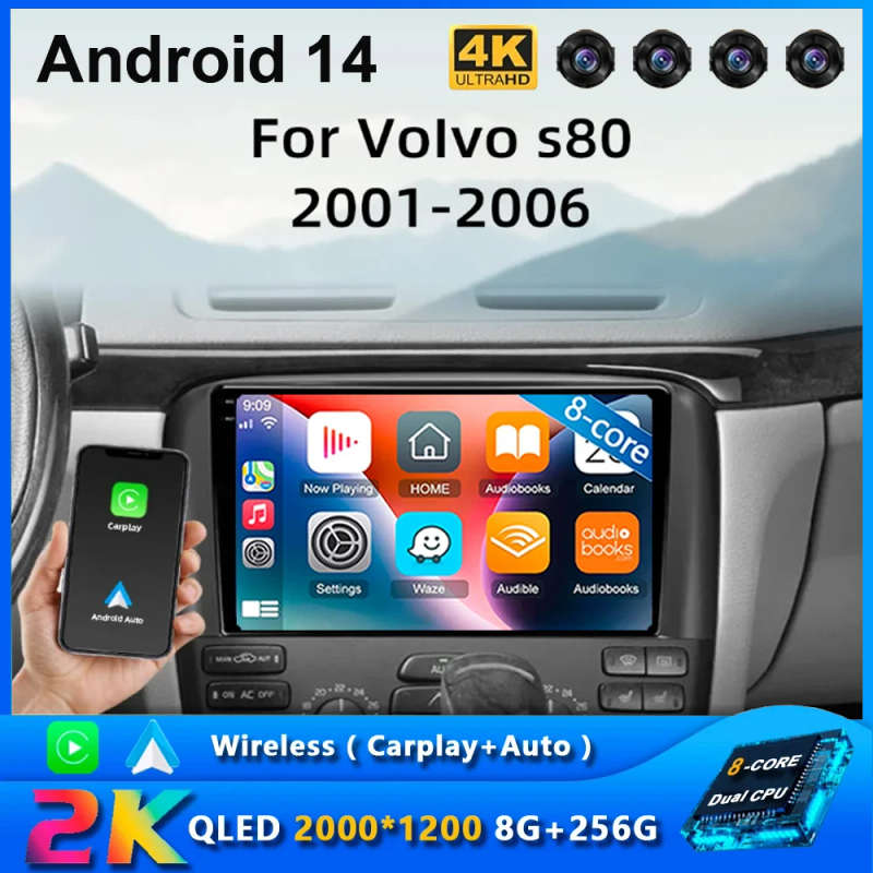 Android 14 Car Radio For Volvo S80 2001 2002 2003 2004 2005 2006 Navigation GPS Multimedia Player...