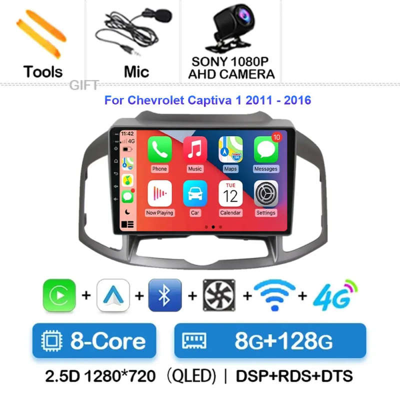 Android 14 Carplay Auto Car Radio For Chevrolet Captiva 1 2011 - 2016 Navigation GPS Multimedia V...