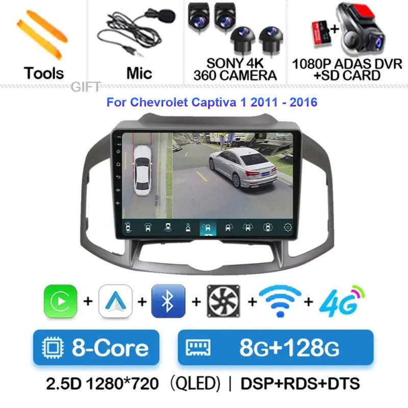 Android 14 Carplay Auto Car Radio For Chevrolet Captiva 1 2011 - 2016 Navigation GPS Multimedia V...