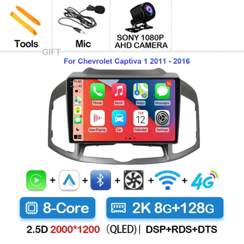 Android 14 Carplay Auto Car Radio For Chevrolet Captiva 1 2011 - 2016 Navigation GPS Multimedia V...