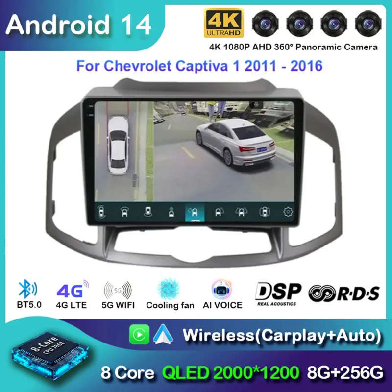 Android 14 Carplay Auto Car Radio For Chevrolet Captiva 1 2011 - 2016 Navigation GPS Multimedia V...