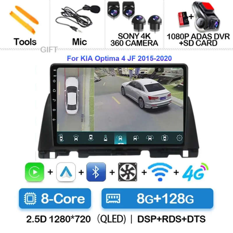 Android 14 Carplay Auto Car Radio For Kia Optima 4 JF 2015 - 2020 Navigation GPS Multimedia Playe...