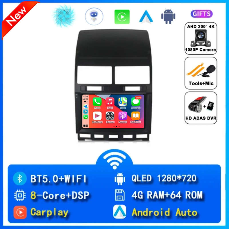 Android 14 Carplay Auto Car Radio For Volkswagen Touareg GP 2002 - 2010 Navigation GPS Multimedia...