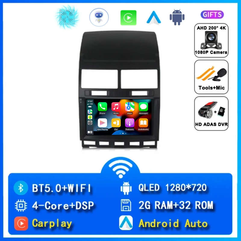 Android 14 Carplay Auto Car Radio For Volkswagen Touareg GP 2002 - 2010 Navigation GPS Multimedia...