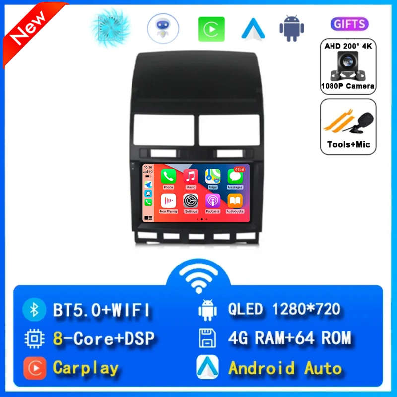 Android 14 Carplay Auto Car Radio For Volkswagen Touareg GP 2002 - 2010 Navigation GPS Multimedia...