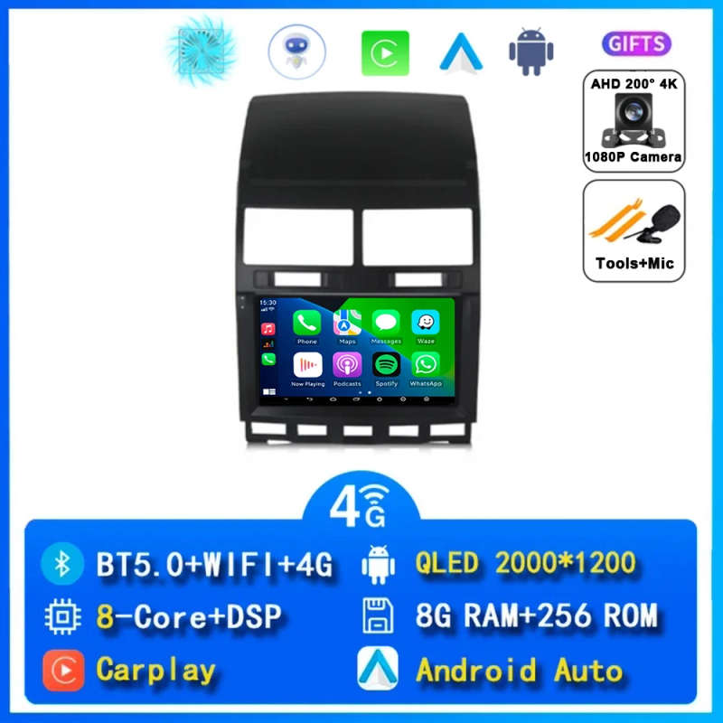 Android 14 Carplay Auto Car Radio For Volkswagen Touareg GP 2002 - 2010 Navigation GPS Multimedia...