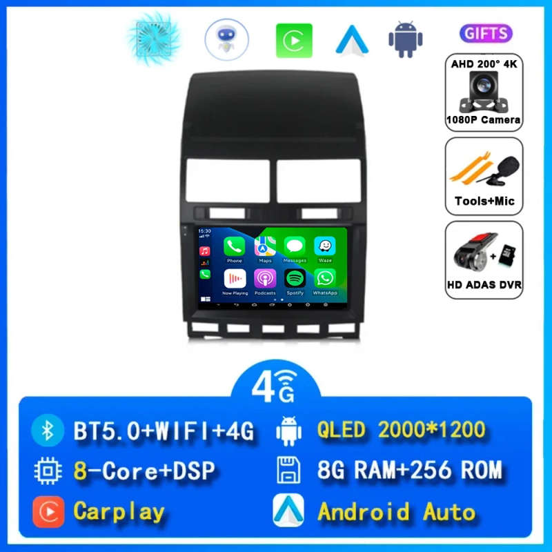 Android 14 Carplay Auto Car Radio For Volkswagen Touareg GP 2002 - 2010 Navigation GPS Multimedia...