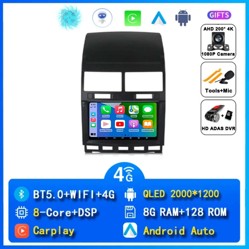 Android 14 Carplay Auto Car Radio For Volkswagen Touareg GP 2002 - 2010 Navigation GPS Multimedia...